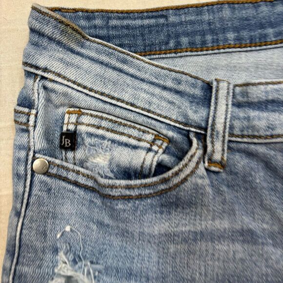 Ladies Judy Blue Mid Rise Distressed Straight Leg Jeans Size 30 - Picture 9 of 14